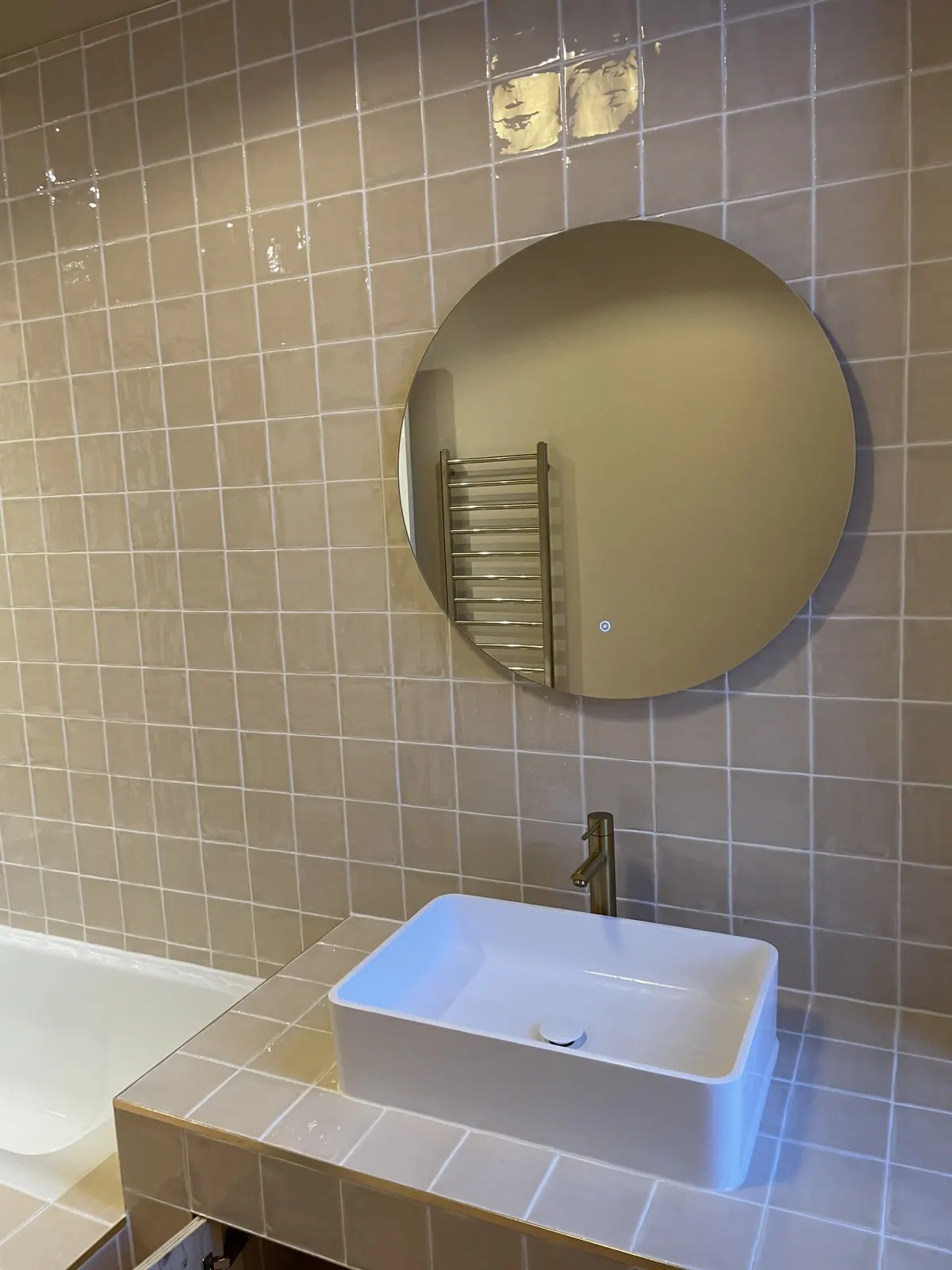 Brown tile bathroom refurbishment in Edinburgh by Scott Eco-Builders - photo 2