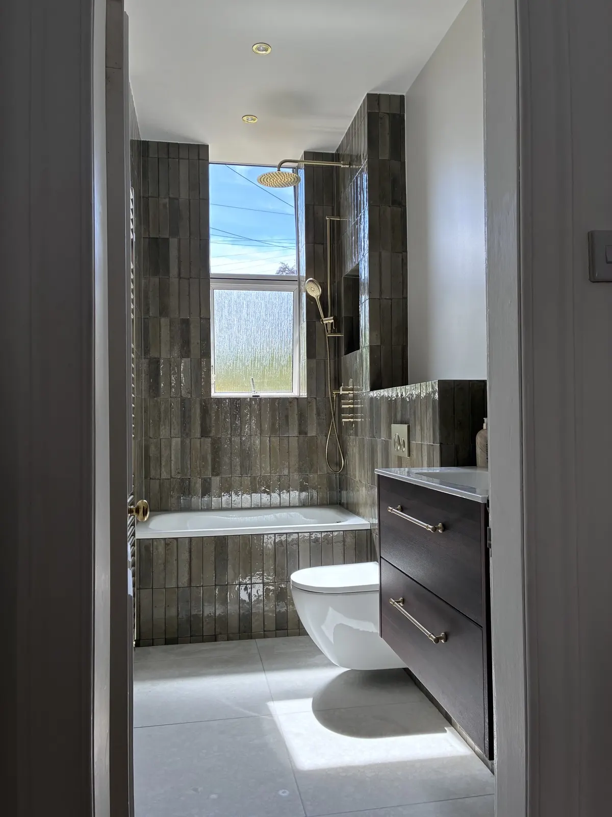 Dark brown bathroom renovation in Edinburgh by Scott Eco-Builders - photo 4